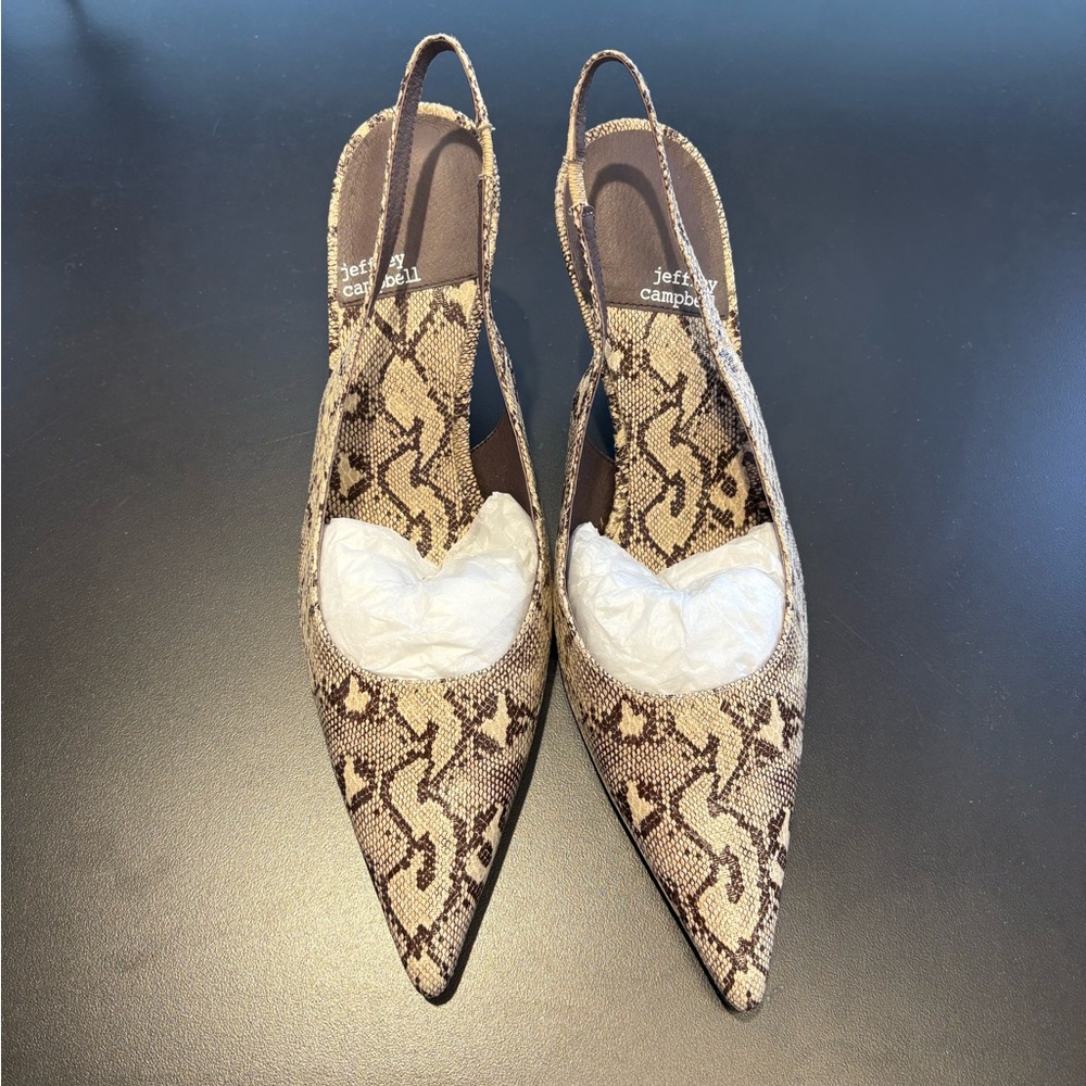 Jeffrey Campbell LOFFICELE Snake Print Slingback Heels
